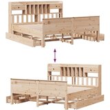 vidaXL Knjižna postelja brez vzmetnice 180x200 cm trdna borovina | Shoptok.si