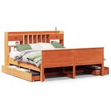  Knjižna postelja brez vzmetnice vošč. rjava 200x200 cm borovina, (21611208) | Shoptok.si