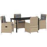 vidaXL 5-dijelni set za obedovanje u vrtu bež poli ratan, vrtni stol crni 160x80x73 cm od kaljenog stakla | shoptok.hr
