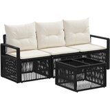 vidaXL Vrtna sedežna garnitura 4 pcs Črna poli ratan, (5000270908) | Shoptok.si
