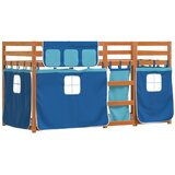 Krevet na kat sa zavjesama plavi 90 x 200 cm od borovine | Eponuda.com