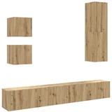 Maison Chic TV omarice - TV enot 5-delna stenski artisan hrast inženirski les, (21701172)
