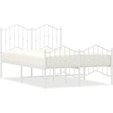 Maison Chic Kovinski Posteljni okvir - Dvoposteljna postelja - Zakonska postelja z vzglavjem in vznožjem bel 120x190 cm, (21695812) | Shoptok.si