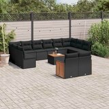  13-dijelni set vrtnih sofa s jastucima poliratan crni | shoptok.hr