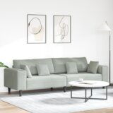 vidaXL Žametni kavč z blazino z blazino Svetlo siva 208 cm Žamet | Shoptok.si