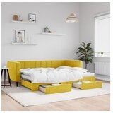 vidaXL Dnevni krevet na razvlačenje s ladicama žuti 80 x 200 cm baršun | shoptok.hr