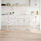 vidaXL Ograda za pse z vrati zložljiva 6 panelov bela 300cm topolovina | Shoptok.si