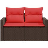  Vrtna sofa s jastucima za 2 osobe, smeđa, poliratan | shoptok.hr