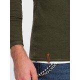 Ombre Men's cotton sweater with round neckline - dark olive | Eponuda.ba