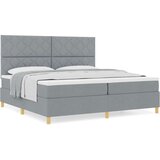  Postelja z vzmetnico z vzmetnico Svetlo siva 200 x 200 cm blago, (5000127917) | Shoptok.si