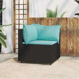 Maison Chic Vrtni kotni kavč - Zunanji kavč z blazinami črn poli ratan, (22040501) | Shoptok.si