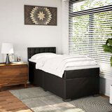 vidaXL Box spring postelja z vzmetnico črn 100x200 cm umetno usnje | Shoptok.si