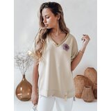DStreet Bluzka damska oversize SHINE LOVE beżowa | shoptok.hr