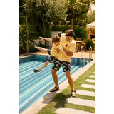 AC&Co / Altınyıldız Classics Boys' Navy Blue-Yellow Standard Fit Regular Fit, Quick Drying Patterned Kids' Swimwear Beach Shorts. Cene