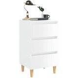  Noćni ormarići s drvenim nogama 2 kom sjajni bijeli 40x35x69cm | shoptok.hr