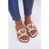 Boto Embellished Flat Women's Slippers White Adivrae | Eponuda.ba