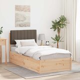  Krevetni okvir s tapiciranim uzglavljem Sivo-smeđa 90 x 200 cm | shoptok.hr