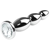 SuperLove Triple Bead Jewel Metal Butt Plug Silver-Clear Gem Cijene