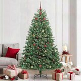 vidaXL Umetno Zložljivo Božično Drevo Zelena 210 cm PVC in kovina | Shoptok.si