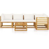  3057656 6 Piece Garden Lounge Set with Cushion Cream Solid Acacia Wood (311853+311857+311859) | shoptok.hr