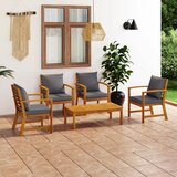 The Living Store Vrtna sedežna garnitura z blazinami 5-delna trden akacijev les - Vrtna Sedežna Garnitura, (21472207) | Shoptok.si