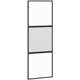 vidaXL Klizna vrata crna 76x205 cm od kaljenog stakla i aluminija | shoptok.hr