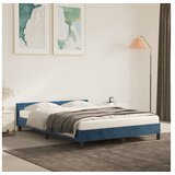  Posteljni okvir z vzglavjem temno moder 140x190 cm žamet | Shoptok.si