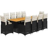  11-dijelni vrtni bistro set od poliratana s jastucima crni | shoptok.hr