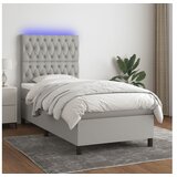  Box spring postelja z vzmetnico LED svetlo siva 90x200 cm blago | Shoptok.si