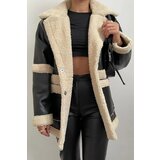 Dewberry 63808 Faux Fur Detailed PU Jacket-BLACK | shoptok.hr