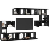 Set TV komoda s policom Zidne Ostalo s pohranom s vratima 10 pcs Crni hrast 180 x 30 x 90.5 cm | shoptok.hr