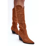 Boto Suede Cowboy Boots Fashionable Camel Delia | Shoptok.si