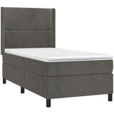 Box spring postelja z vzmetnico temno siva 100x200 cm žamet, (20726711) | Shoptok.si