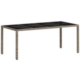  The living store vrtna miza s stekleno ploščo sv. siva 190x90x75 cm poli ratan - vrtna miza, (21447173) | Shoptok.si