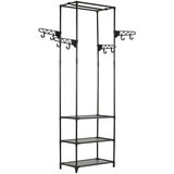 vidaXL Stojalo za oblačila jeklo in netkano blago 55x28,5x175 cm črno Cene