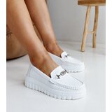 Gemre White leather loafers with decorative buckle Taija Cijene