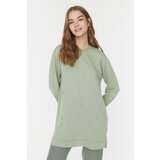 Trendyol Mint 100% Cotton Stone Embroidered Crew Neck Knitted Tunic Cene