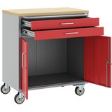  Radna klupa s ladicama s kotačem Crvena i siva 75 x 45 x 85 cm | shoptok.hr