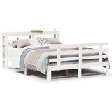  Posteljni okvir z vzglavjem bel 135x190 cm trdna borovina, (21304090) | Shoptok.si