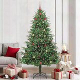 vidaXL Umjetno božićno drvce s rasvjetom i setom kuglica Zelena 210 cm | shoptok.hr