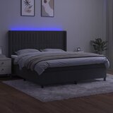 Krevet box spring s madracem LED tamnosivi 180x200 cm baršun | shoptok.hr