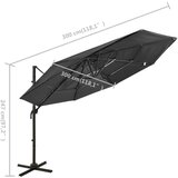  Suncobran s 4 razine i aluminijskom šipkom antracit 3 x 3 m | shoptok.hr
