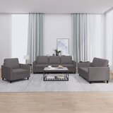  3-dijelni set sofa s jastucima sivi od umjetne kože | shoptok.hr