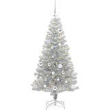 vidaXL Božično drevo med 150 LED z stojalom srebrna 150 cm PET | Shoptok.si