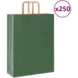 vidaXL Papirnate vrečke 250 kosov z ročaji zelene barve 32x12x42 cm Cene