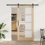 vidaXL Drsna vrata s kompletom okovja 93x202 cm Trden borov les, Notrana vrata s steklom 'ORKDAL'93x202x4 cm Trden borov les | Shoptok.si