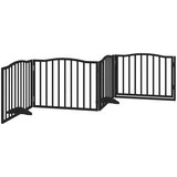  Vrata za pse s vratima, sklopiva, 4 panela, crna, 320 cm, drvo topole | shoptok.hr