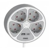 Max Produžni kabl sa prenaponskom zaštitom sa 4 utičnice MPS-04UG-3M/3m/USB portovi u