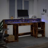  Radni stol s LED svjetlima boja hrasta 200x55x91 cm drveni | shoptok.hr
