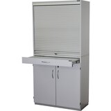 eurokraft pro Urejevalna omara z rolojem in spodnjo omarico, VxŠxG 1864 x 913 x 440 mm, 18 predelkov, svetlo siva RAL 7035 | Shoptok.si